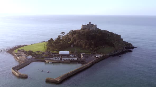 St Michael's Mount in Cornwall a Popular Tourist Attraction Island From the Air