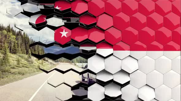 Singapore Flag Hexagon Transition - 4K Resolution