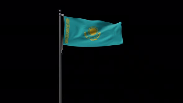 Kazakhstan Flag With Alpha 4K