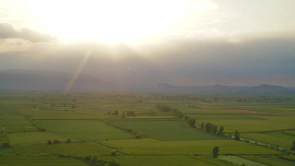 8K Wide Flat Plain Covered With Green Fields