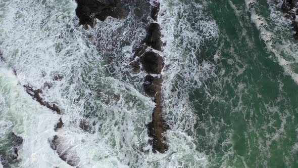 Aerial of Hidden Rocks in the Atlantic Ocean in Donegal