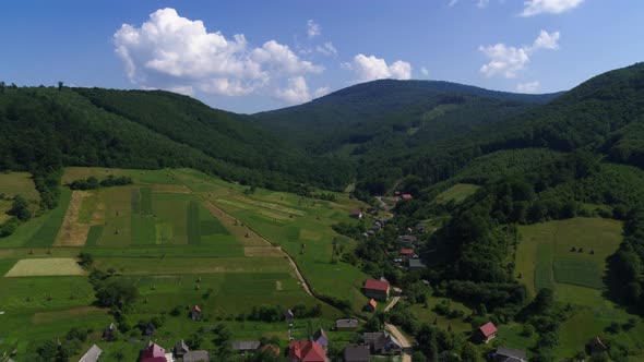 Village in the Mountains at the Summer