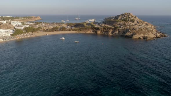 Aerial view of rocky formation on the coast, Greece.