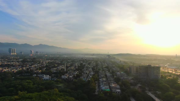 Aerial of the city of Islamabad in Pakistan