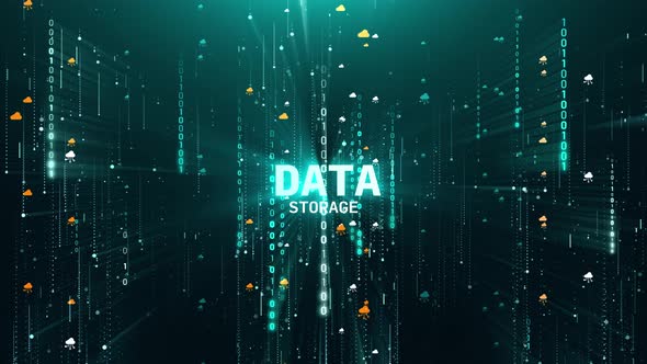 Data Storage Cloud Matrix Binary Digital Background Animation