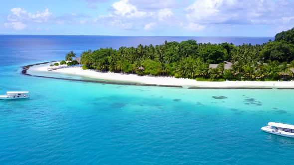 Aerial drone landscape of seashore beach by clear sea with sand background