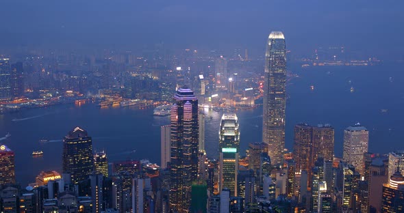 Hong Kong urban city at night