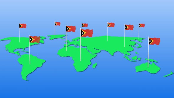 Flag Of East Timor Wavy Animated On Earth