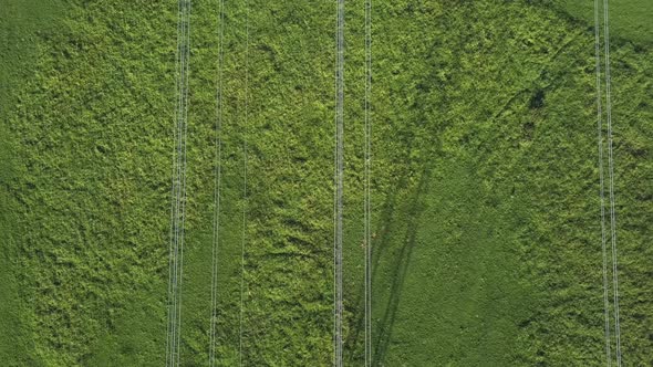 Aerial View of High Voltage Power Line