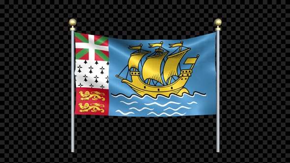 Saint Pierreand Miquelon Flag Waving In Double Pole Looped alt