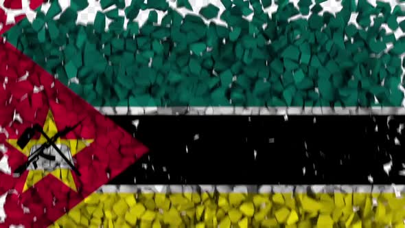 Mozambique Flag Breaking Rocks Transition