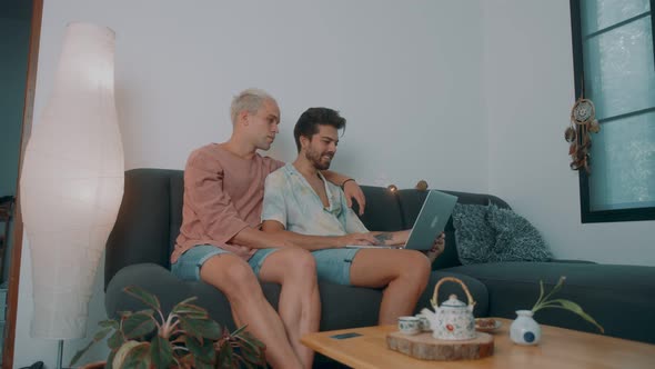 Gay Couple Spending Time at Home