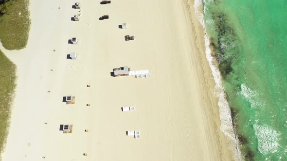 Aerial overhead video Miami Beach by the shore