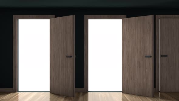 Doors Opening in Dark Room with Bright Light