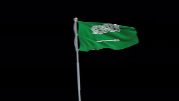 4K Saudia Arabia flag transition with alpha. two step