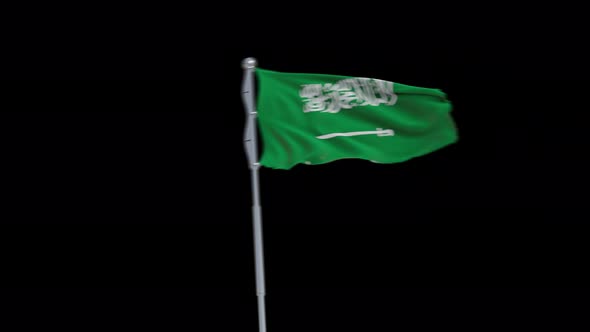 4K Saudia Arabia flag transition with alpha. two step alt