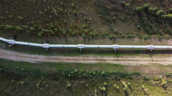 Trans-Alaska crude-oil pipeline carrying oil across Alaska, from Deadhorse to Valdez, USA - top-down