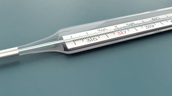 3d Glass Mercury Thermometer Isolated on a Background, Temperature Checking