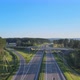 Bikers on The Highway Near Countryside, Road Junction View From Height, Traffic on the Road. - VideoHive Item for Sale