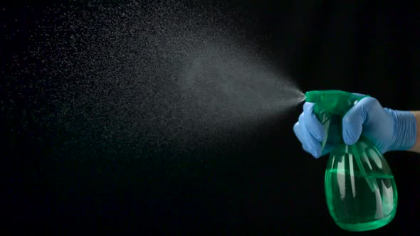 Using spraying bottle and cleaning, Slow Motion