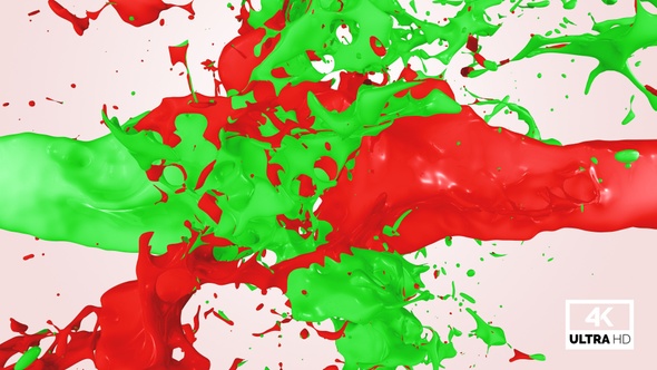 Multicolor Red & Green Paint Splash Collision alt