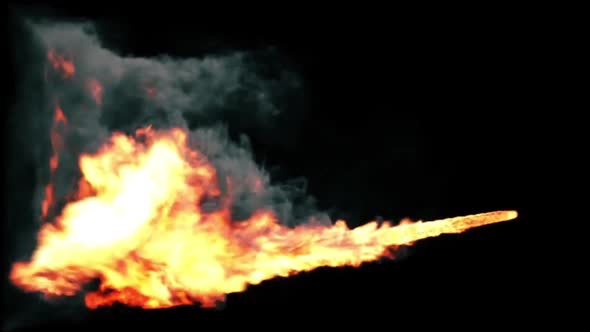 Animated Realistic Stream Of Fire Like Flamethrower Shot Or Fire Breathing Dragon's Flames