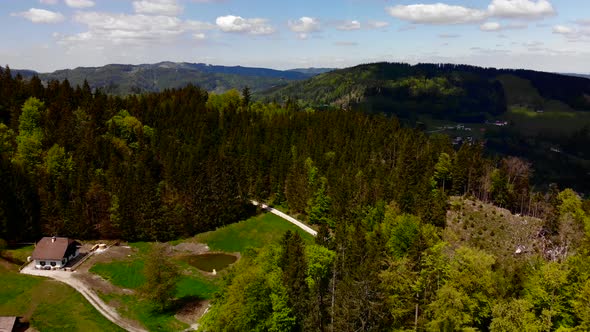 Beautiful view on the Hochsteinalm in Austria Mountain drone video