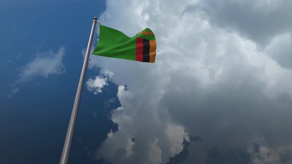 Zambia Flag Waving 4K