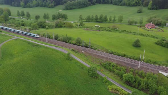 Express Train In The Countryside