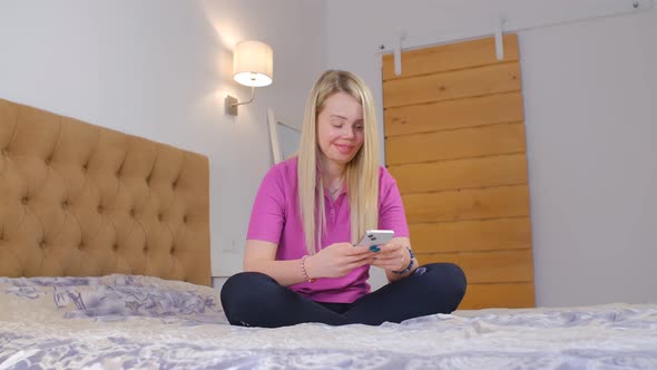 Domestic violence survivor woman living happy life and communicating online with new mobile phone