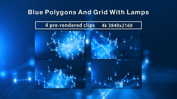 Blue Polygons And Grid With Lamps