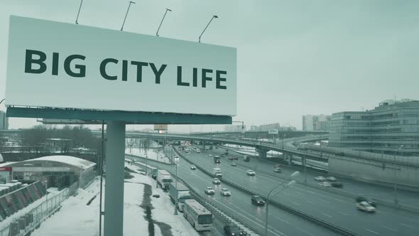 Billboard with BIG CITY LIFE Text at Urban Highway