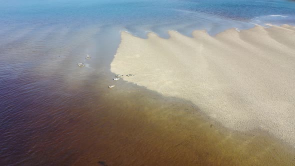 Aerial View of Seal Colony Resting on Sandbanks in County Donegal - Ireland