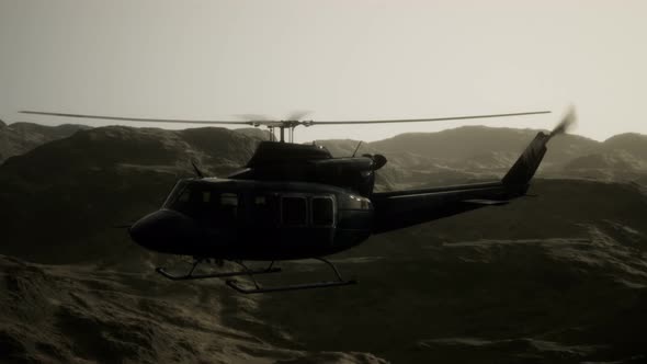 Slow Motion United States Military Helicopter in Vietnam alt