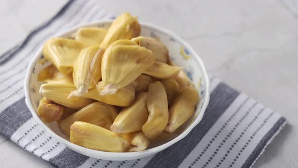 Slice of Jackfruits in a Bowl on Table