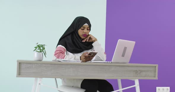 Muslim Woman Running Business Online From Home