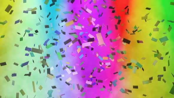 Multicolored Confetti Falling Against Stage Lights