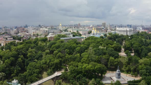 Aerial Panoramic View of People's Friendship Arch in Kyiv