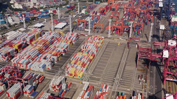 Top view of Kwai Chung Cargo Terminal in Hong Kong