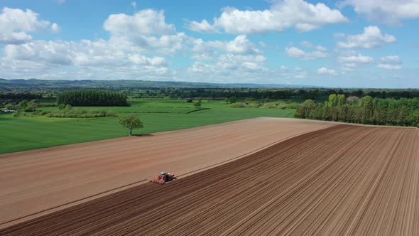 Overhead Shot of Tractor Plowing