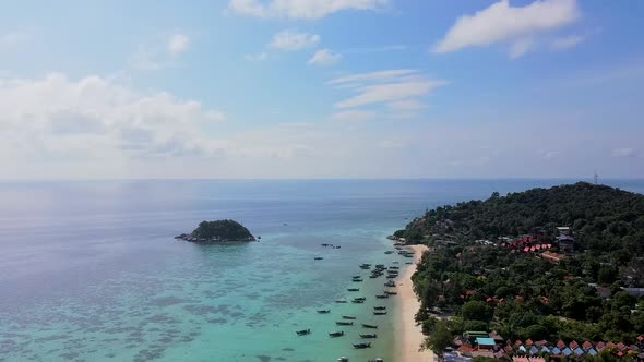 Aerial Drone View on Tropical Koh Lipe Island in Thailand Amazing Blue Water