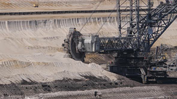 Large bucket wheel excavator in Hambach opencast lignite mine in Germany