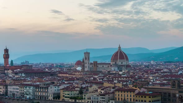 Sunset Time Lapse of Florence Skyline in Italy