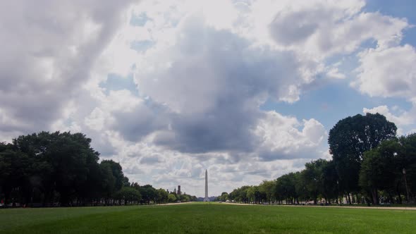 Billowing clouds above Washington Monument - Time lapse