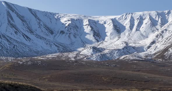 Timelapse of Sun Movement on Crystal Clear Sky Over Snow Mountain Top