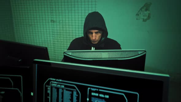 Hooded Hacker Breaks Into Corporate Data Servers and Infects Them with Virus