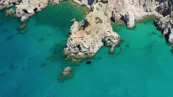 Greece landscape. Seascape at the day time. Bay and rocks.