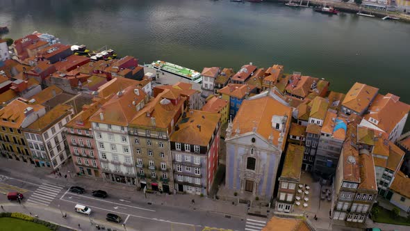 Porto in Portugal, aerial drone cityscape view 4k