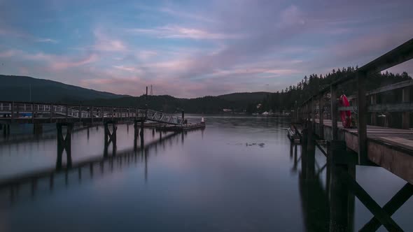 Deep Cove North Vancouver, BC British Columbia, Canada Day to Night Timelapse, between the docks.Clo