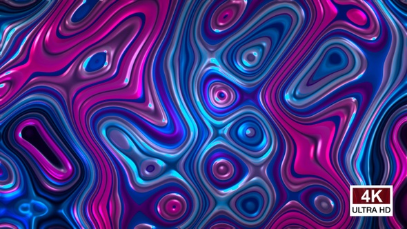 Abstract Fractal Colorful Glossy Liquid Waves 4K